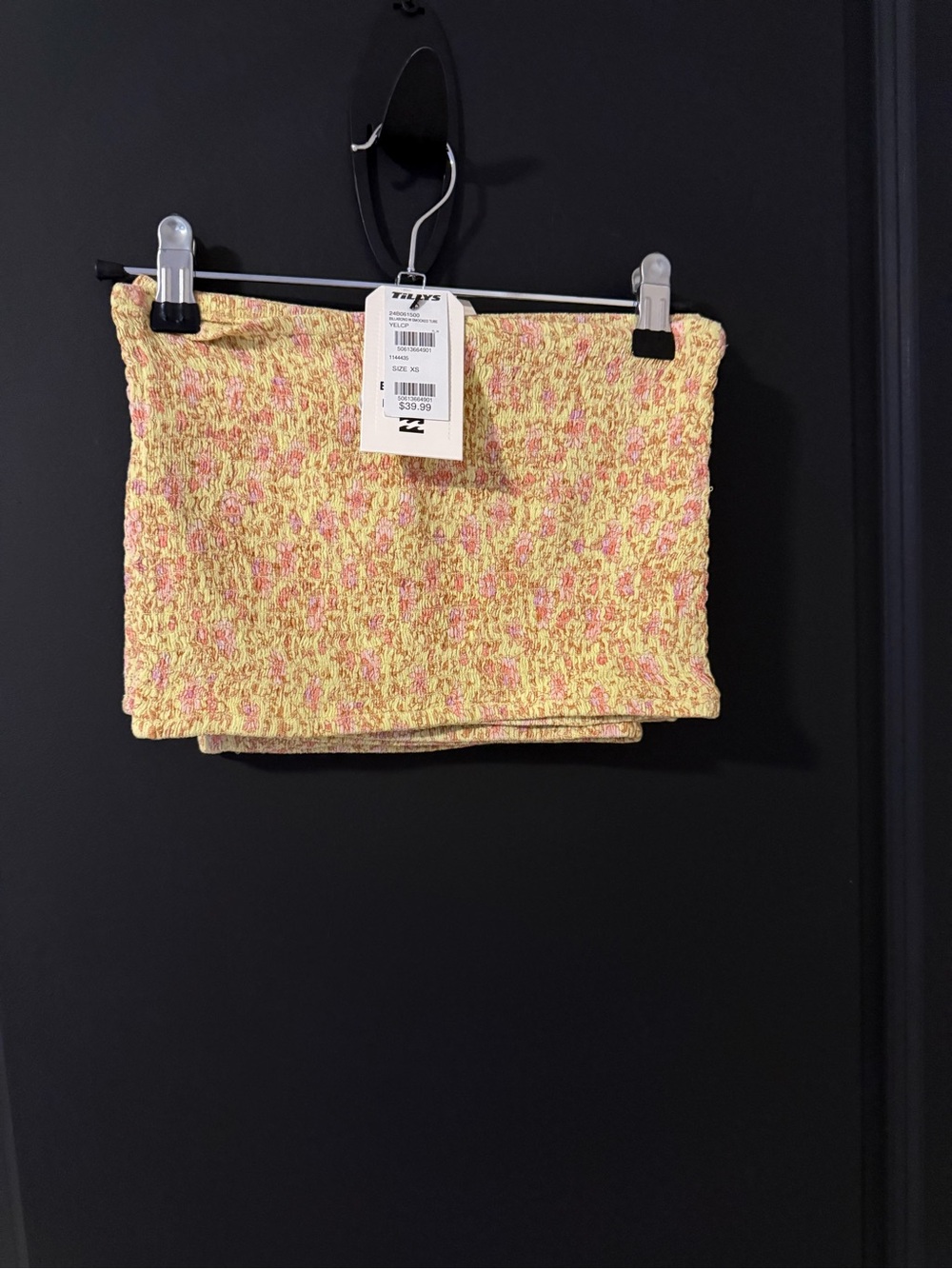 Billabong Yellow-Pink Smocked Tube Top